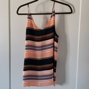 Loft Striped Double V Chifon Tank